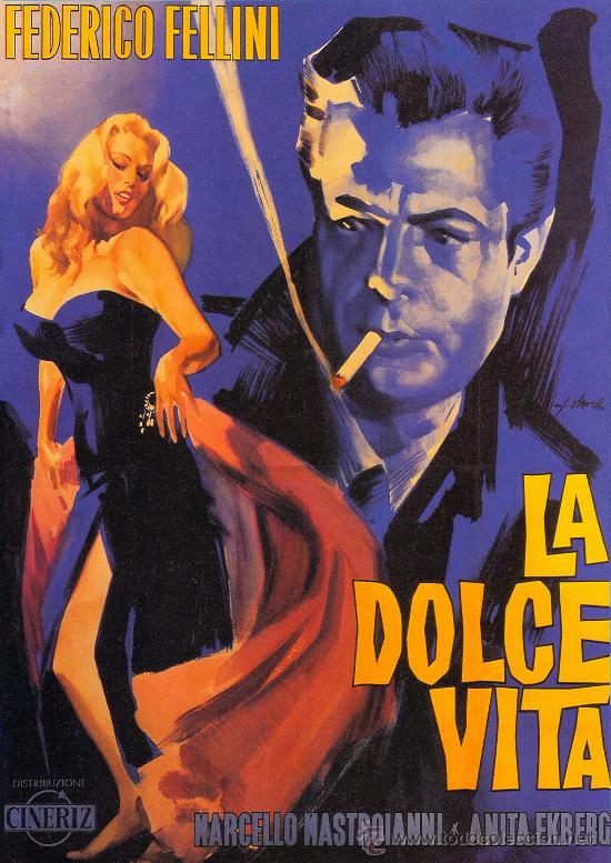 Kino: LAMINA CARTEL DE CINE 60 X 85 cm. aprox.  EN PAPEL GRUESO (alta calidad) .LA DOLCE VITA.