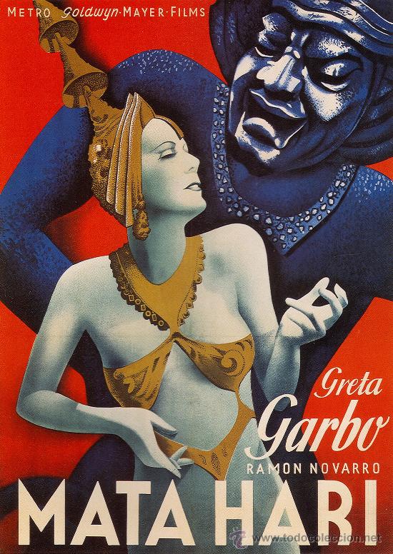 Kino: LAMINA CARTEL DE CINE 50 X 70 cm. aprox.  EN PAPEL GRUESO (alta calidad) . MATA HARI.