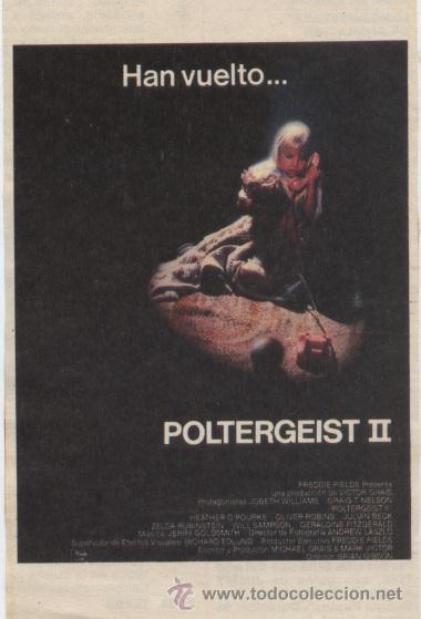 Kino: Mini cartel de pelicula: Poltergeist II (Coleccionable de la revista Teleprograma, a&ntilde;os 90)