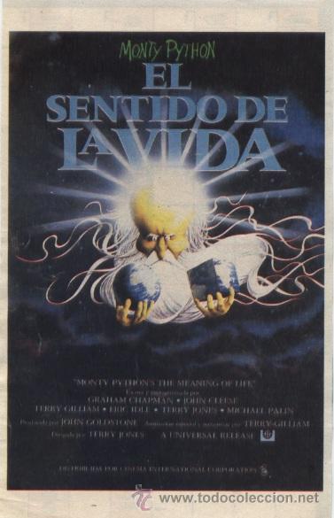 Kino: Mini cartel de pelicula: El sentido de la vida (Coleccionable de la revista Teleprograma, a&ntilde;os 90)