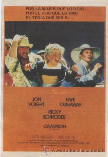 Kino: Mini cartel de pelicula: Campeon (The champ) (Coleccionable de la revista Teleprograma, a&ntilde;os 90)