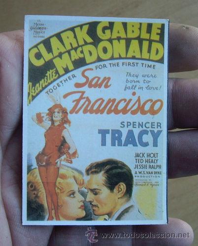 Kino: SAN FRANCISCO - CLARK GABLE - REPRODUCCI&Oacute;N FOLLETO DE MANO IMANTADO 7,5 X 5 CMS.