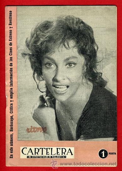 Cinema: REVISTA CARTELERA DE VALENCIA, RITMOS, PORTADA GINA LOLLOBRIGIDA, MAYO 1960 , ORIGINAL