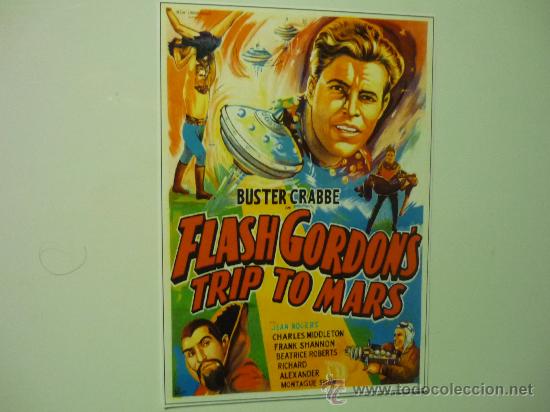 Kino: reproduccion cartel americano flash gordons trip to mars -buster crabbe