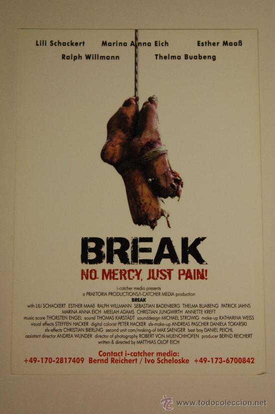 Kino: postal de cine - break no mercy just pain - marina anna eich - terror