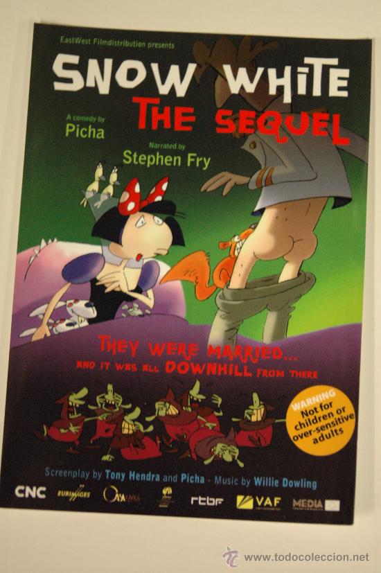 Kino: postal de cine - snow white the sequel - picha - stephen fry - animacion