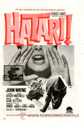 Cinema: P&aacute;gina Publicidad Original *HATARI! &middot; Howard Hawks &middot; John Wayne &middot; Paramount - Tanganyka* -- A&ntilde;o 1962
