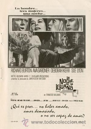 Cine: P&aacute;gina Publicidad *LA NOCHE DE LA IGUANA de John Huston &middot; Richard Burton &middot; Ava Gardner* - A&ntilde;o 1964