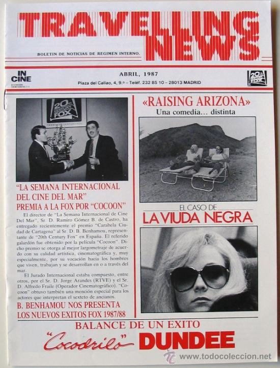Cinema: Revista Travelling news - 20th century Fox - 1987 - cocodrilo dundee - el caso de la viuda negra
