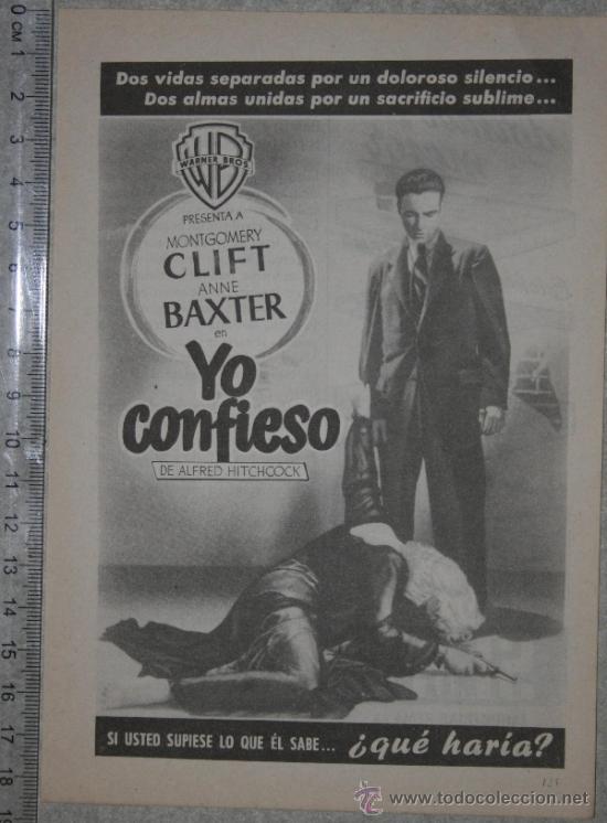 Kino: Anuncio antiguo de la pel&iacute;cula Yo Confiero de Hitchcock, febrero de 1954