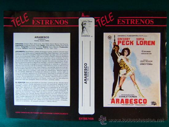 Cine: ARABESCO-STANLEY DONEN-GREGORY PECK-SOFIA LOREN-A&Ntilde;OS 1980 ?-CARATULA...