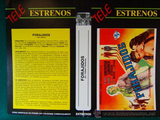 Cine: FORAJIDOS - ROBERT SIODMAK - BURT LANCASTER . AVA GARDNER - DECADA 1980 - CARATULA...