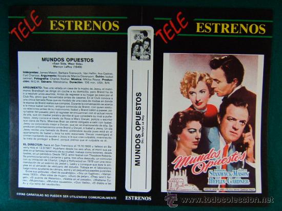 Cine: MUNDOS OPUESTOS-MERVYN LEROY-JAMES MASON-BARBARA STANWYCK-AVA GARDNER-DECADA 1980-CARATULA...