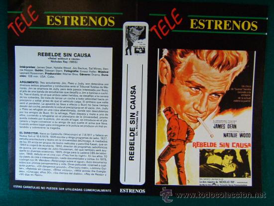 Cine: REBELDE SIN CAUSA - NICHOLAS RAY - JAMES DEAN - NATALIE WOOD - DECADA 1980 - CARATULA ...