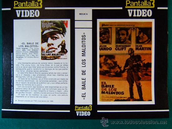 Cine: EL BAILE DE LOS MALDITOS-EDWARD DMYTRYK-MARLON BRANDO-MONTGOMERY CLIFT-THE YOUNG LIONS-1988-CARATULA