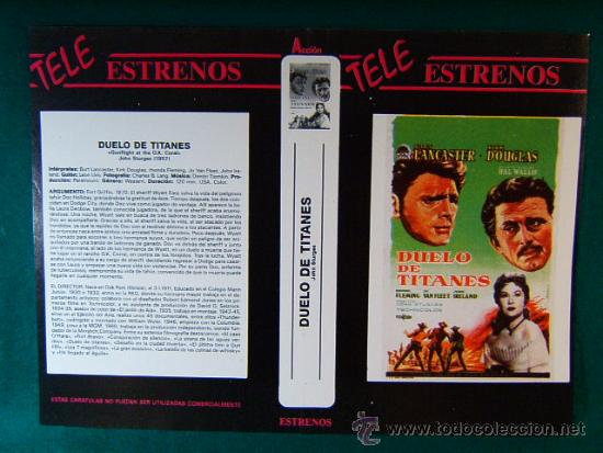 Cinema: DUELO DE TITANES - JOHN STURGES - BURT LANCASTER - KIRK DOUGLAS - A&Ntilde;OS 1980 - CARATULA...