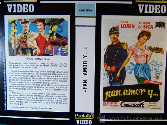 Cine: PAN, AMOR Y...-DINI RISI-SOFIA LOREN-VITTORIO DE SICA-ANTONIO CIFARIELLO-PANE AMORE E-1988-CARATULA.