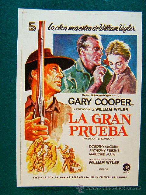 Cine: LA GRAN PRUEBA - WILLIAM WYLER - GARY COOPER - DOROTHY McGUIRE - ANTHONY PERKINS - SIGUE ...