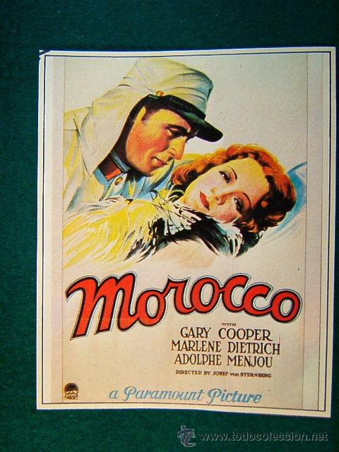 Cine: MOROCCO - JOSEF VON STERNBERG - GARY COOPER - MARLENE DIETRICH - ADOLPHE MENJOU - SIGUE ...