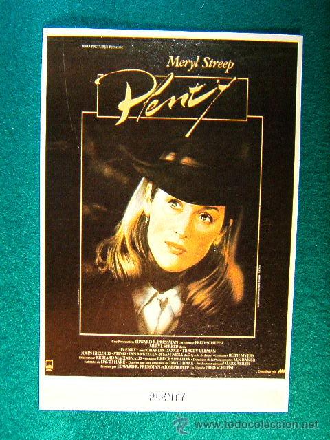 Cinema: PLENTY - FRED SCHEPISI - MERYL STREEP - SAM NEILL - IAN MCKELLEN - CHARLES DANCE - SIGUE ...