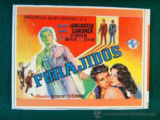 Cine: FORAJIDOS - ROBERT SIODMAK - AVA GARDNER - BURT LANCASTER - EDMOND O'BRIEN - MAS ...