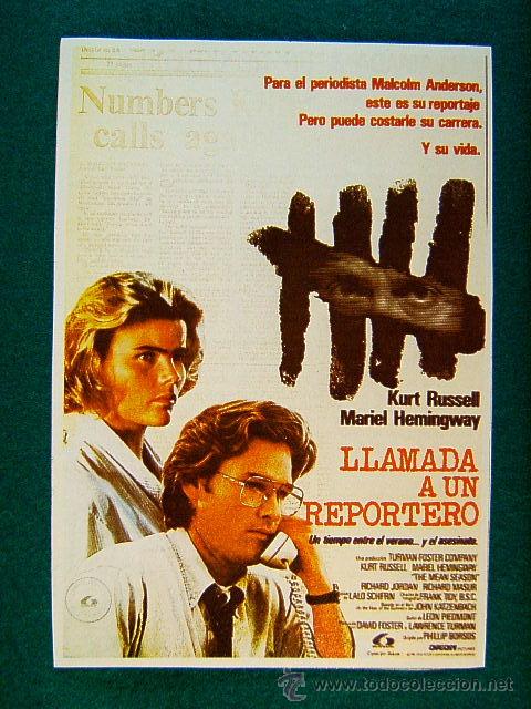 Cine: LLAMADA A UN REPORTERO-KURT RUSSELL-MARIEL HEMINGWAY-THE MEAN SEASON-PHILLIP BORSOS-MAS...