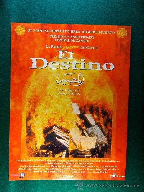 Kino: EL DESTINO-PALMA DE ORO FESTIVAL DE CANNES-YOUSSEF CHAHINE-NOUR EL CHERIF-LAILA ELOUI-RARISIMA-GUIA.