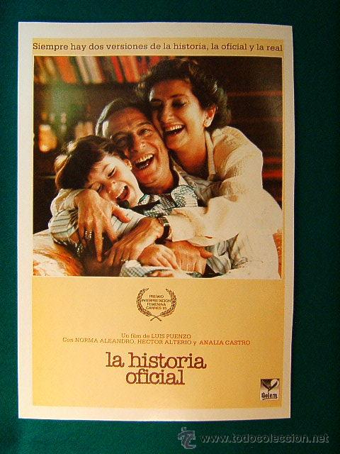 Kino: LA HISTORIA OFICIAL-LUIS PUENZO-HECTOR ALTERIO-NORMA ALEANDRO-ANALIA CASTRO-CANNES 85-RARISIMA-GUIA.