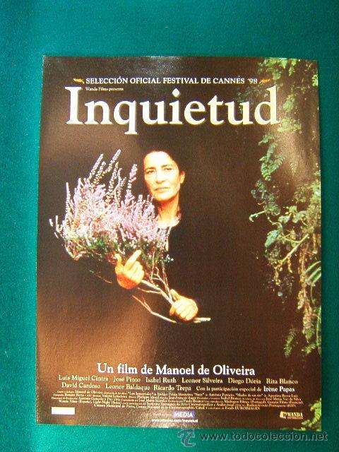 Cine: INQUIETUD-MANOEL DE OLIVEIRA-LUIS MIGUEL CINTRA-JOSE PINTO-ISABEL RUTH-FESTIVAL CANNES 98-GUIA...
