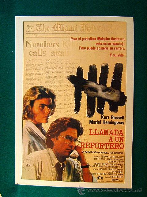 Cine: LLAMADA A UN REPORTERO-KURT RUSSELL-MARIEL HEMINGWAY-THE MEAN SEASON-PHILLIP BORSOS-RARASIMA-GUIA...