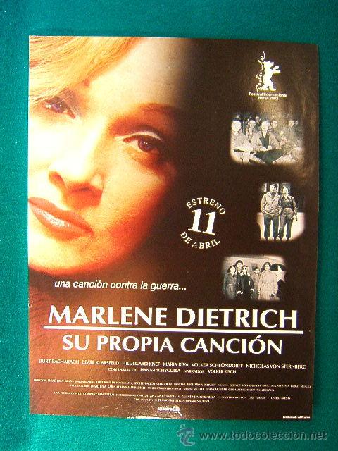 Cine: MARLENE DIETRICH SU PROPIA CANCION-DAVID RIVA-MARIA-HANNA SCHYGULLA-BURT BACHARACH-RARISIMA-GUIA...