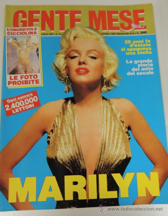 Cin&eacute;ma: revista italiana gente mese julio 1987 n&ordm; 19 - especial marilyn monroe - cicciolina
