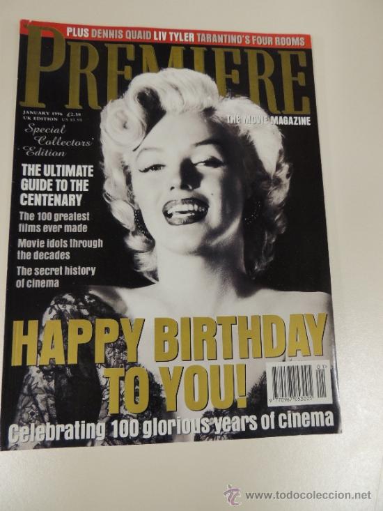 Cin&eacute;ma: revista inglesa premiere - enero 1996 n&ordm; 36 - portada marilyn monroe