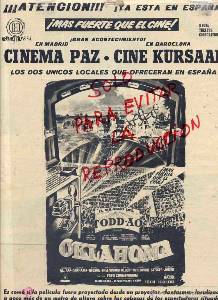 Kino: OKLAHOMA 1959 TODD-AO EL MILAGRO HOJA REVISTA