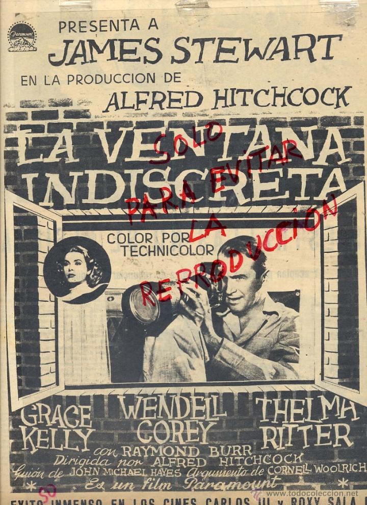 Cine: LA VENTANA INDISCRETA 1955 JAMES STEWART HOJA REVISTA