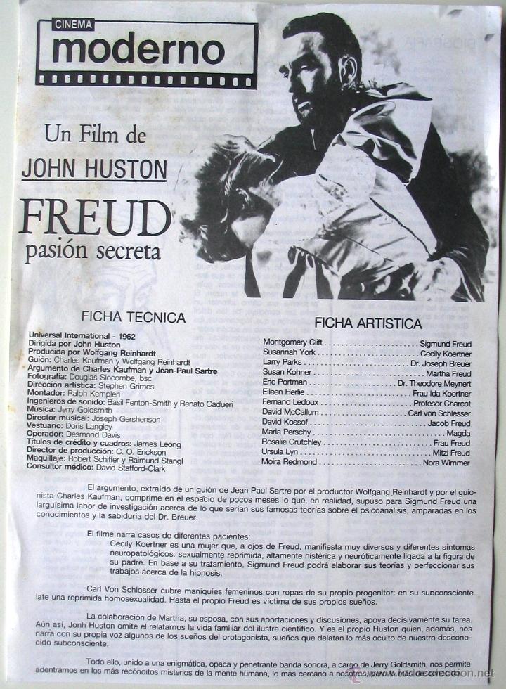 Kino: Freud, pasi&oacute;n secreta  - Folleto cine Moderno - John Huston - Montgomery Clift
