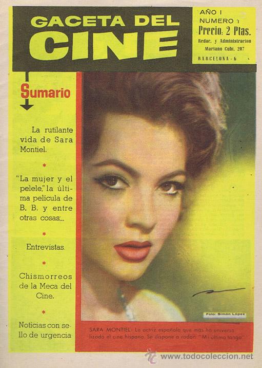 Cine: SARA MONTIEL - GACETA DE CINE - A&Ntilde;O 1 - NUMERO 1. Barcelona: Ilustrada. 15x20.5. Revista. Normal SAR
