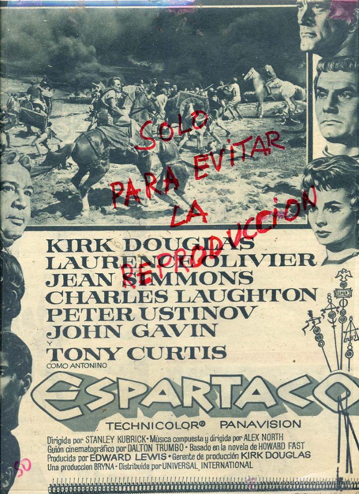 Kino: ESPARTACO 1960 KIRK DOUGLAS HOJA REVISTA
