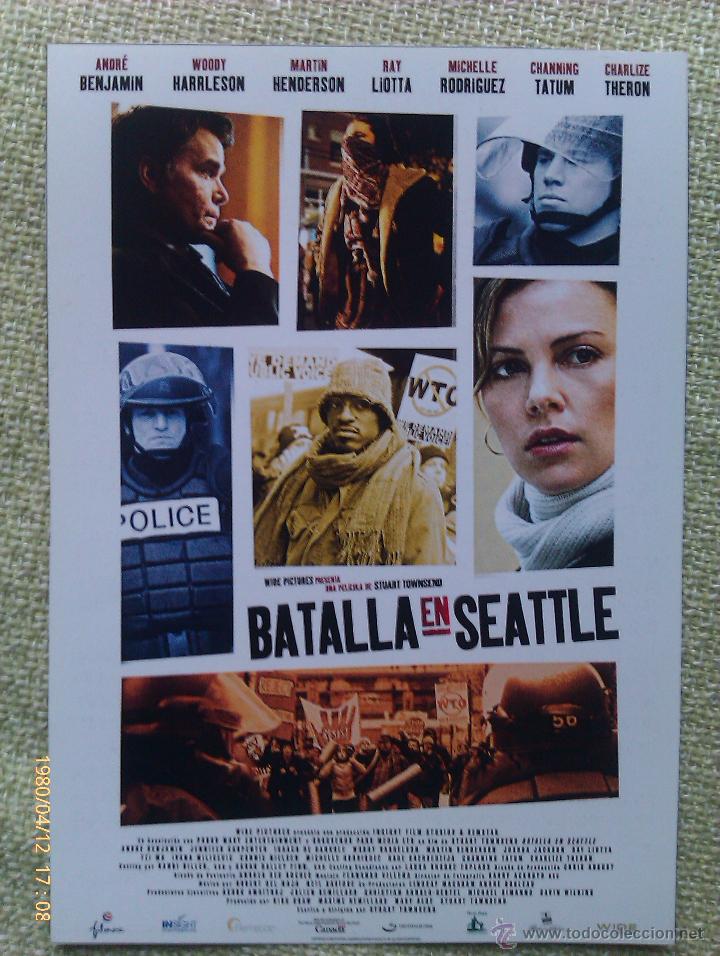 Kino: Folleto de Mano. Pel&iacute;cula Batalla en Seattle. Charlize Theron. Andr&eacute; Benjamin. Estados Unidos. 2007.