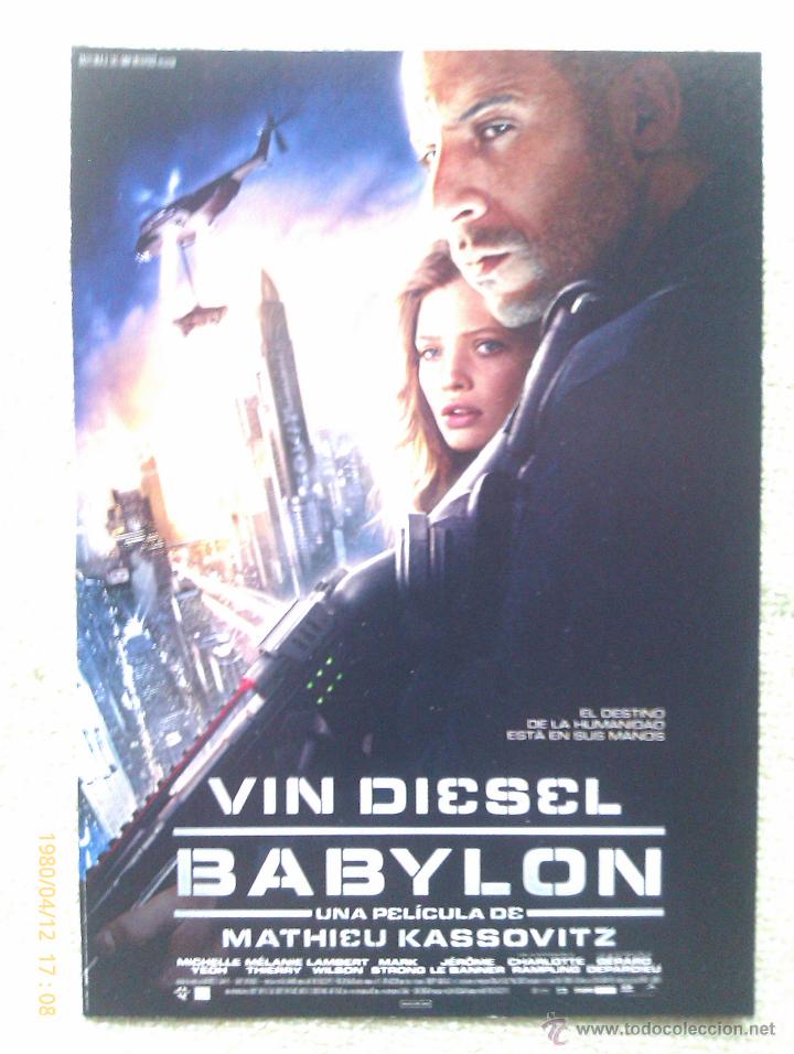 Kino: Folleto de Mano. Pel&iacute;cula Babylon. Vin Diesel. Gerard Depardieu. Francia - Estados Unidos. 2008