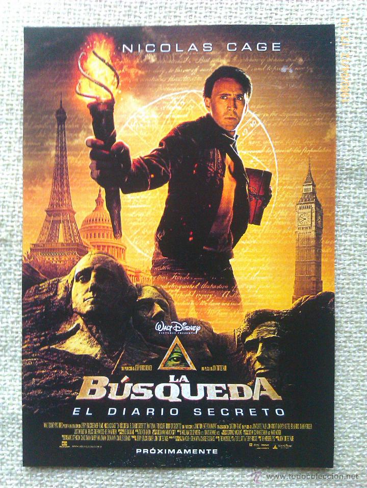 Kino: Folleto de Mano. Pel&iacute;cula La B&uacute;squeda, el Diario Secreto. Nicolas Cage. Diane Kruger. Estados Unidos