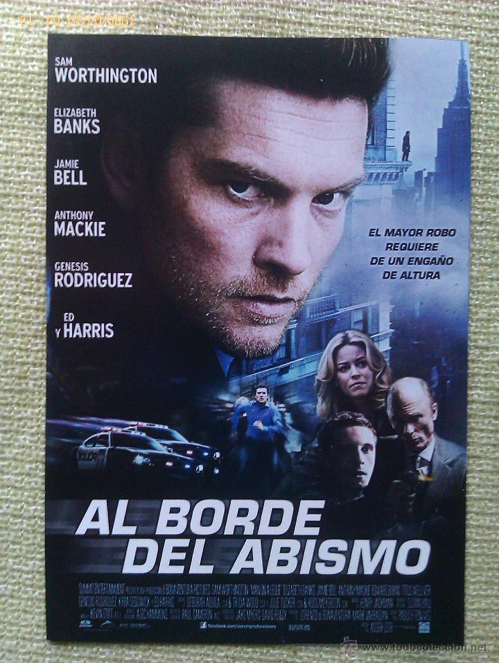 Kino: Folleto de Mano. Pel&iacute;cula Al borde del abismo. Sam Worthington. Elizabeth Banks. Estados Unidos
