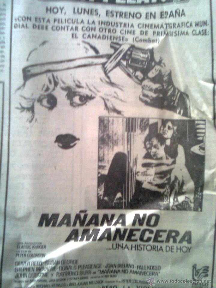 Kino: Recorte publicidad original ma&ntilde;ana no amanecer&aacute; - Tama&ntilde;o A5 - procede hoja del lunes 1980