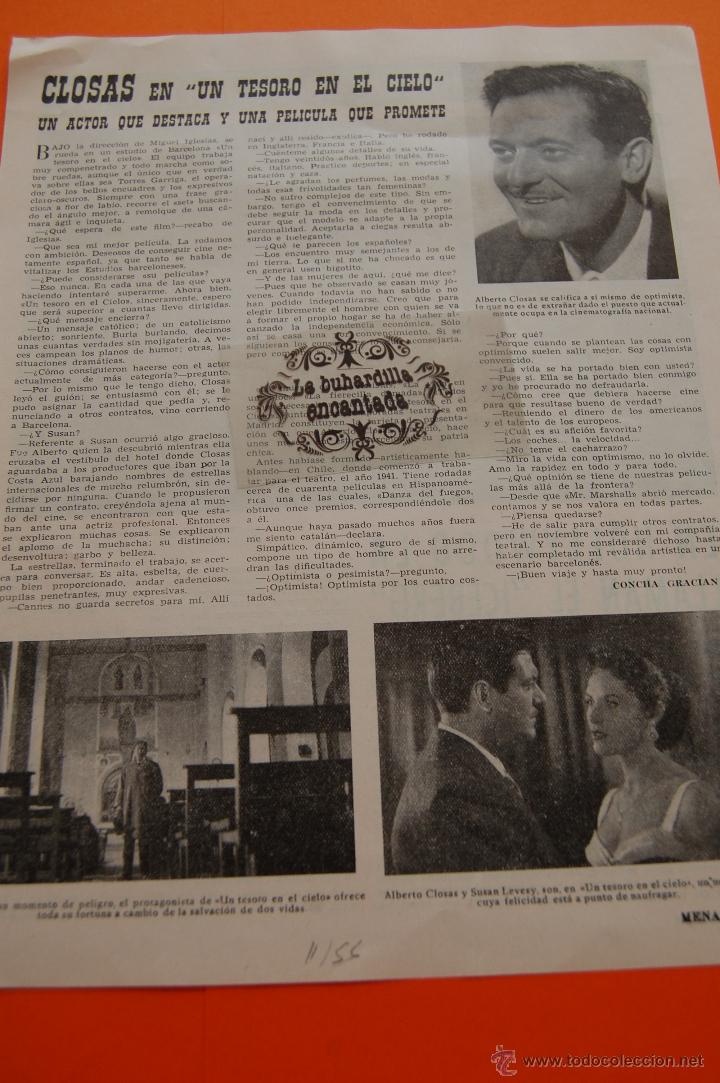 Cine: A&Ntilde;O 1956 - ALBERTO CLOSAS - ARTICULO REVISTA EPOCA - 1 PAG.