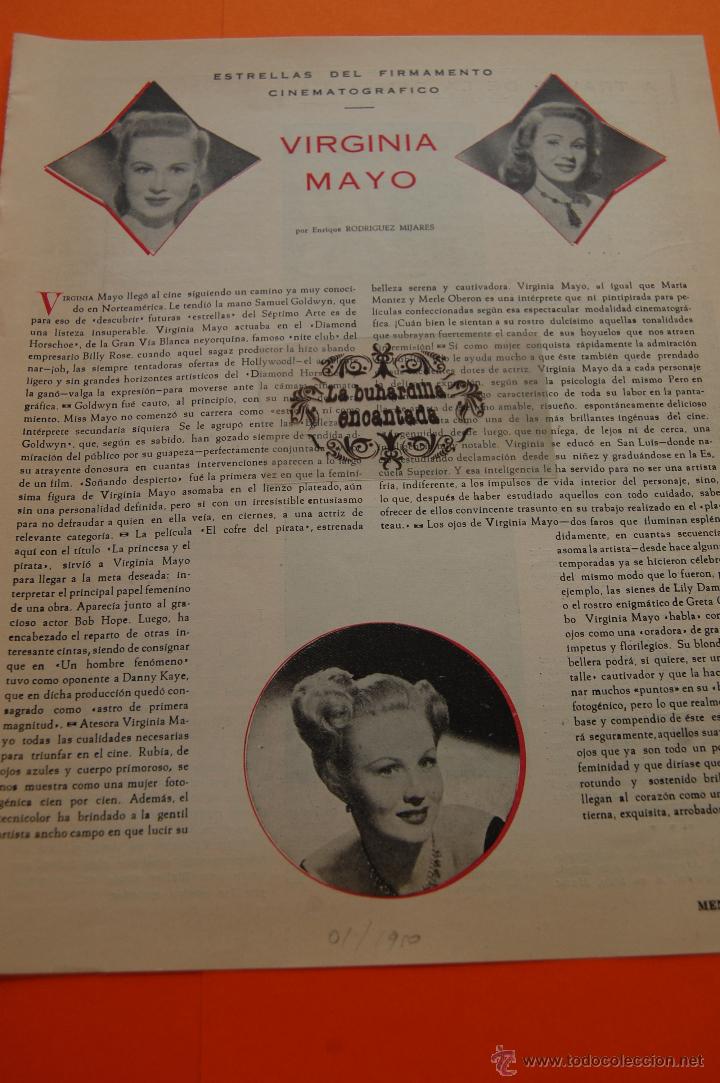 Cinema: A&Ntilde;O 1950 - VIRGINIA MAYO - ARTICULO REVISTA - 1 PAG.