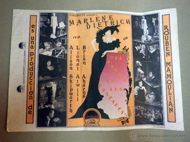 Cine: PROGRAMA DE CINE, FOLLETO DE MANO, EL CANTAR DE LOS CANTARES, MARLENE DIETRICH, FASCIMIL
