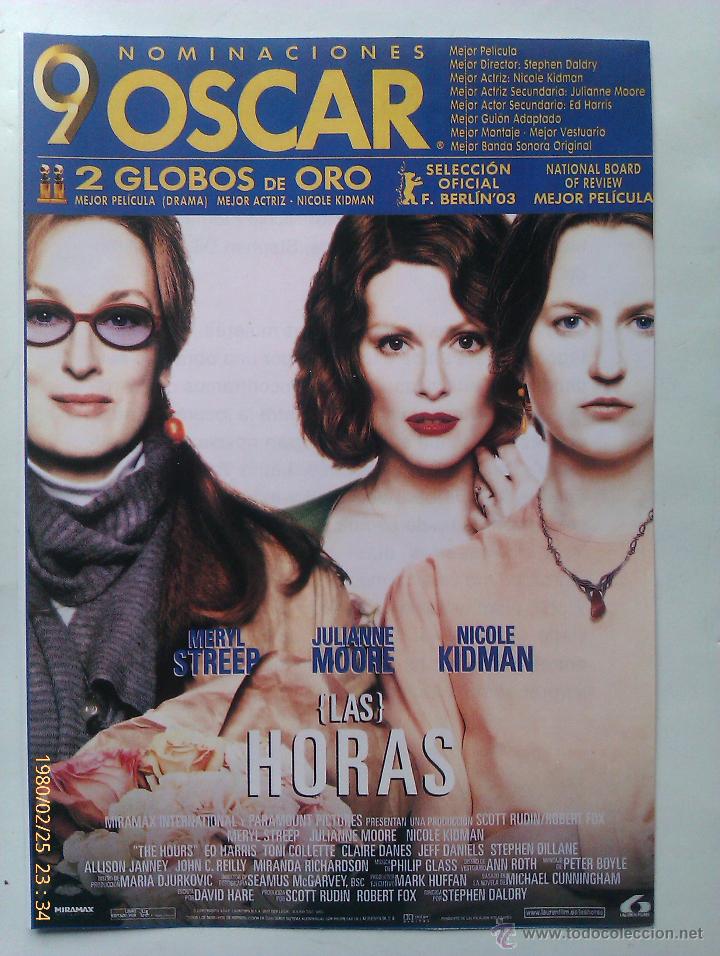 Kino: Folleto de Mano. Pel&iacute;cula Las Horas. Meryl Streep. Julianne Moore. Nicole Kidman