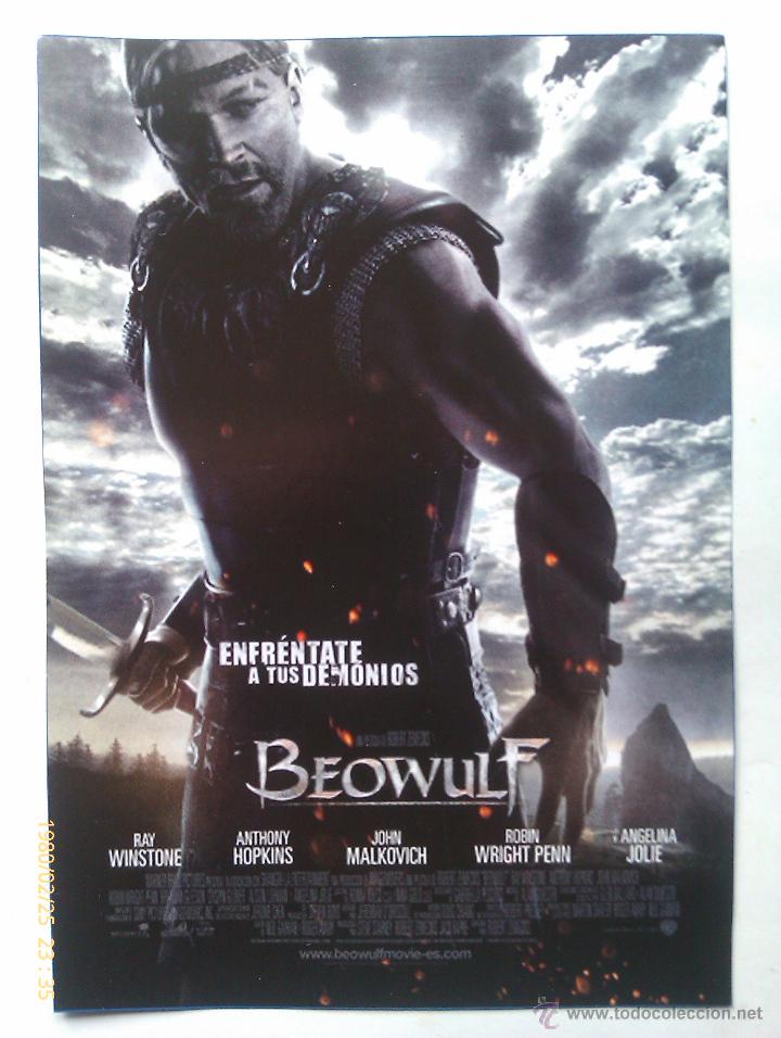 Cinema: Folleto de Mano. Pel&iacute;cula Beowulf. Ray Winstone. Anthony Hopkins. John Malkovich. Angelina Jolie
