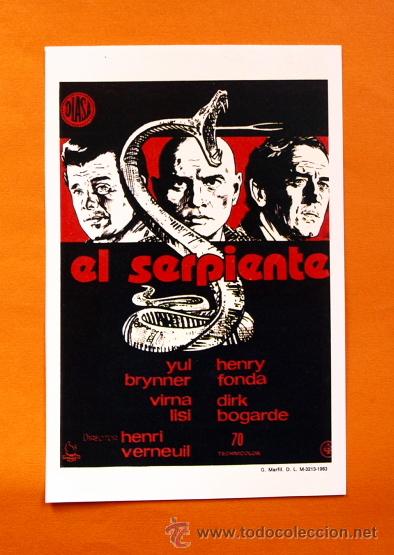 Kino: FOLLETO DE MANO MODERNO - EL SERPIENTE - YUL BRYNNER, HENRY FONDA - GRAFICAS MARFIL -