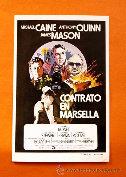 Kino: FOLLETO DE MANO MODERNO - CONTRATO EN MARSELLA - MICHAEL CAINE, ANTHONY QUINN - GRAFICAS MARFIL -